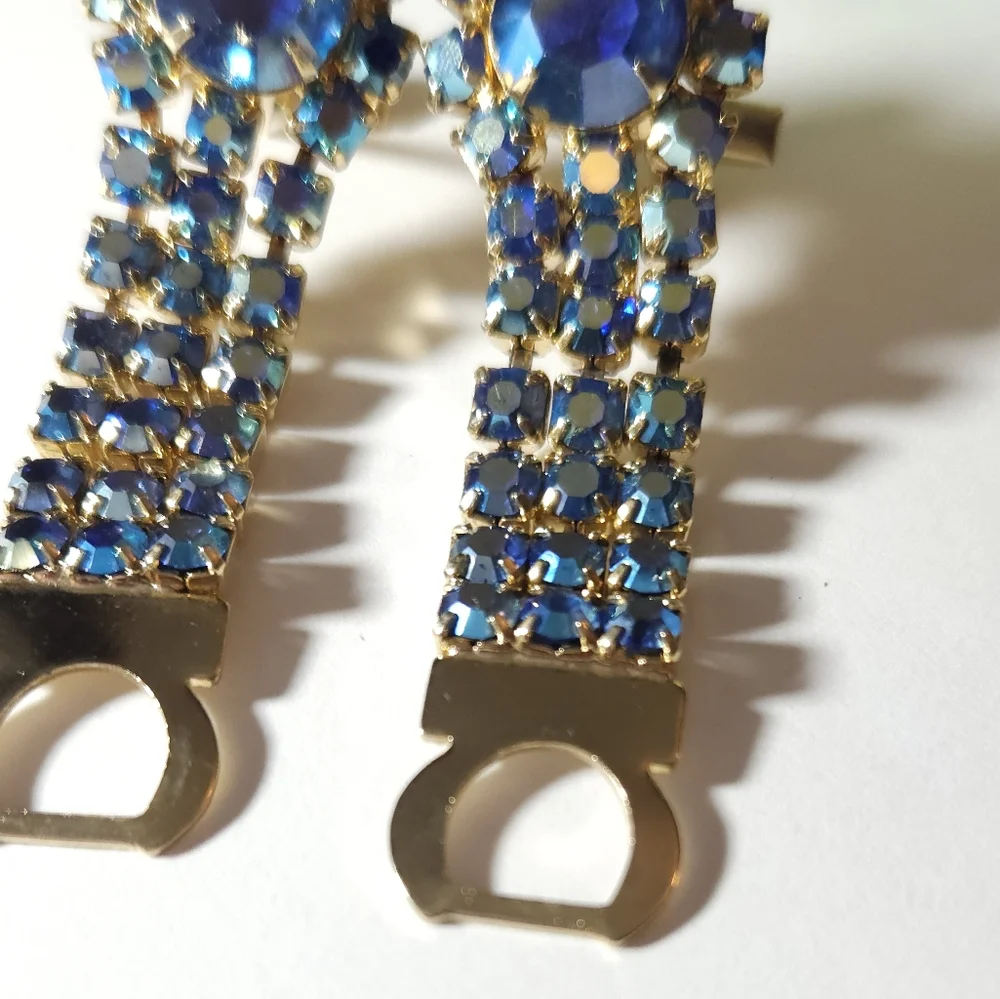 Vintage Di Gino Blue Aurora Borealis Wrap Around Gold Plated Cuff Links Unisex